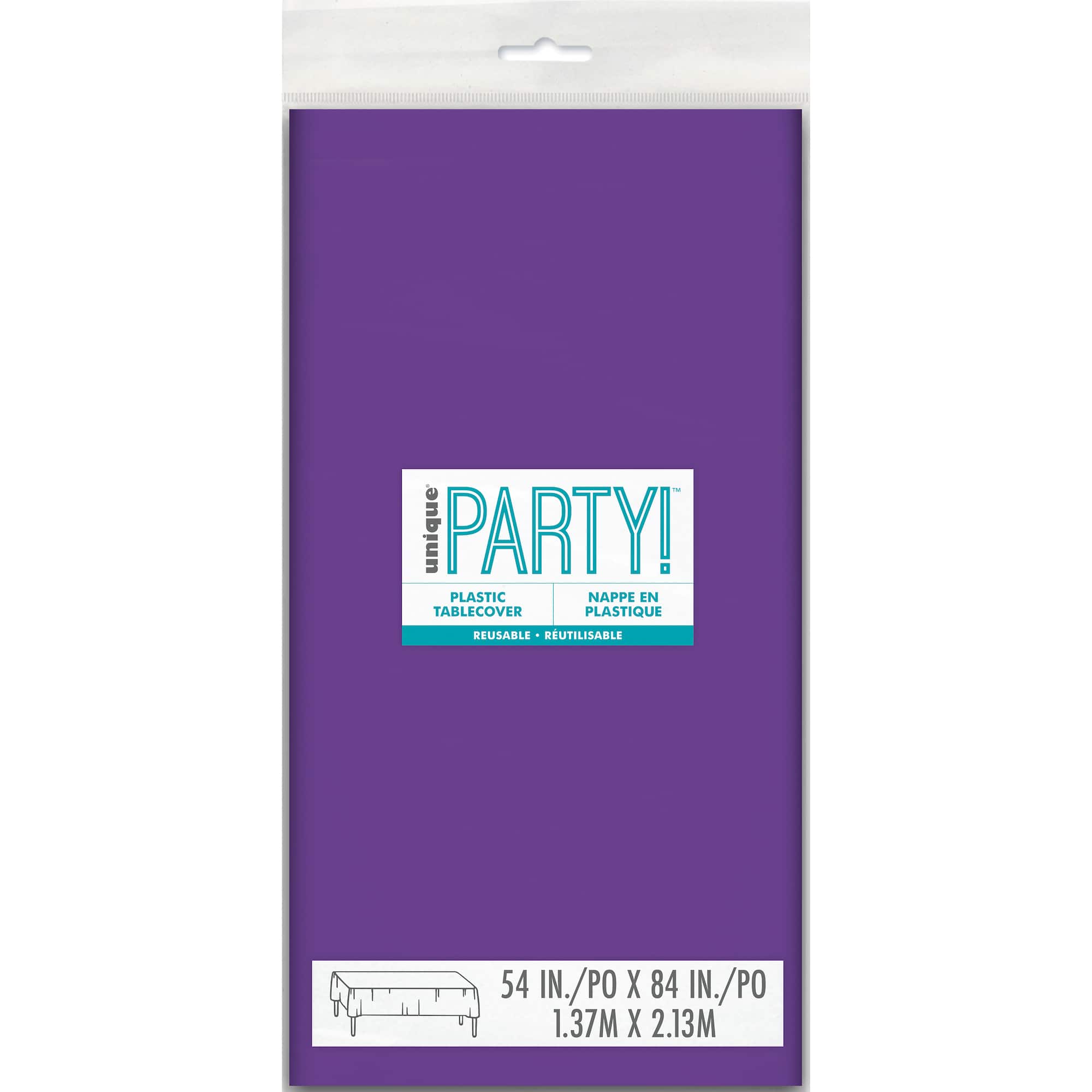 54" x 84" Purple Plastic Table Cover